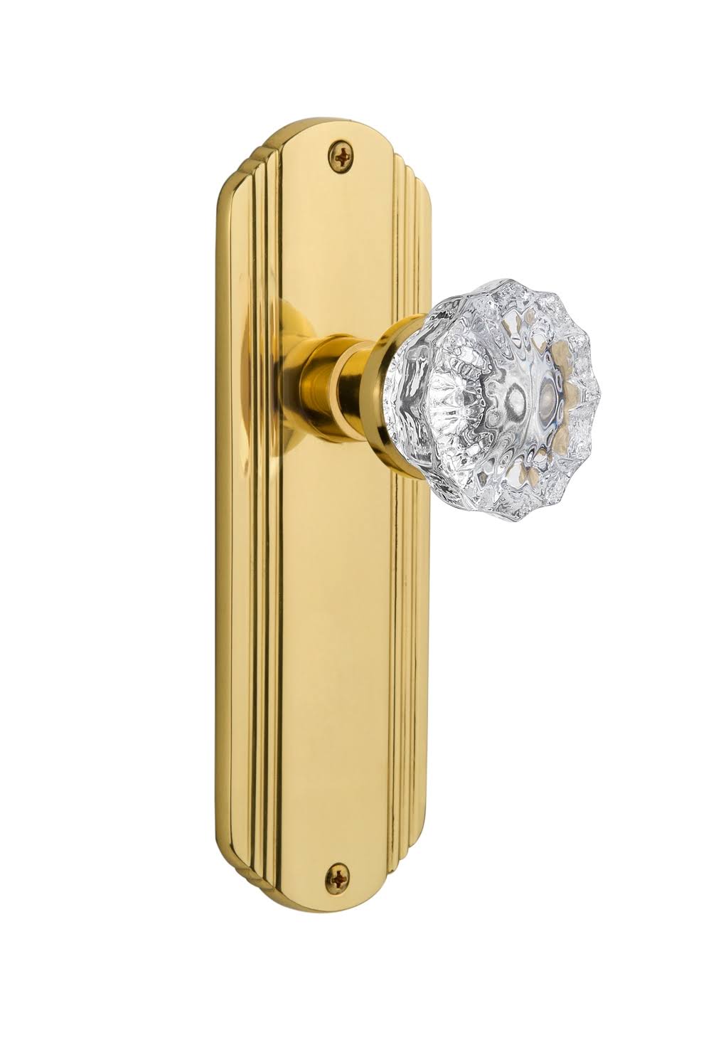 Unlacquered Brass Crystal Glass Door Knob I918225