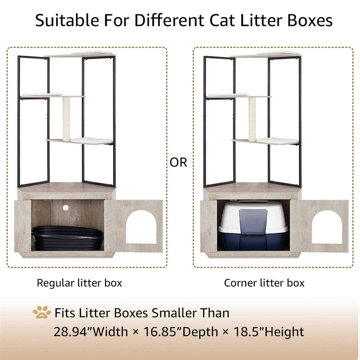 Corner Box Enclosure with Cat Tree Tower Cat Litter V580626