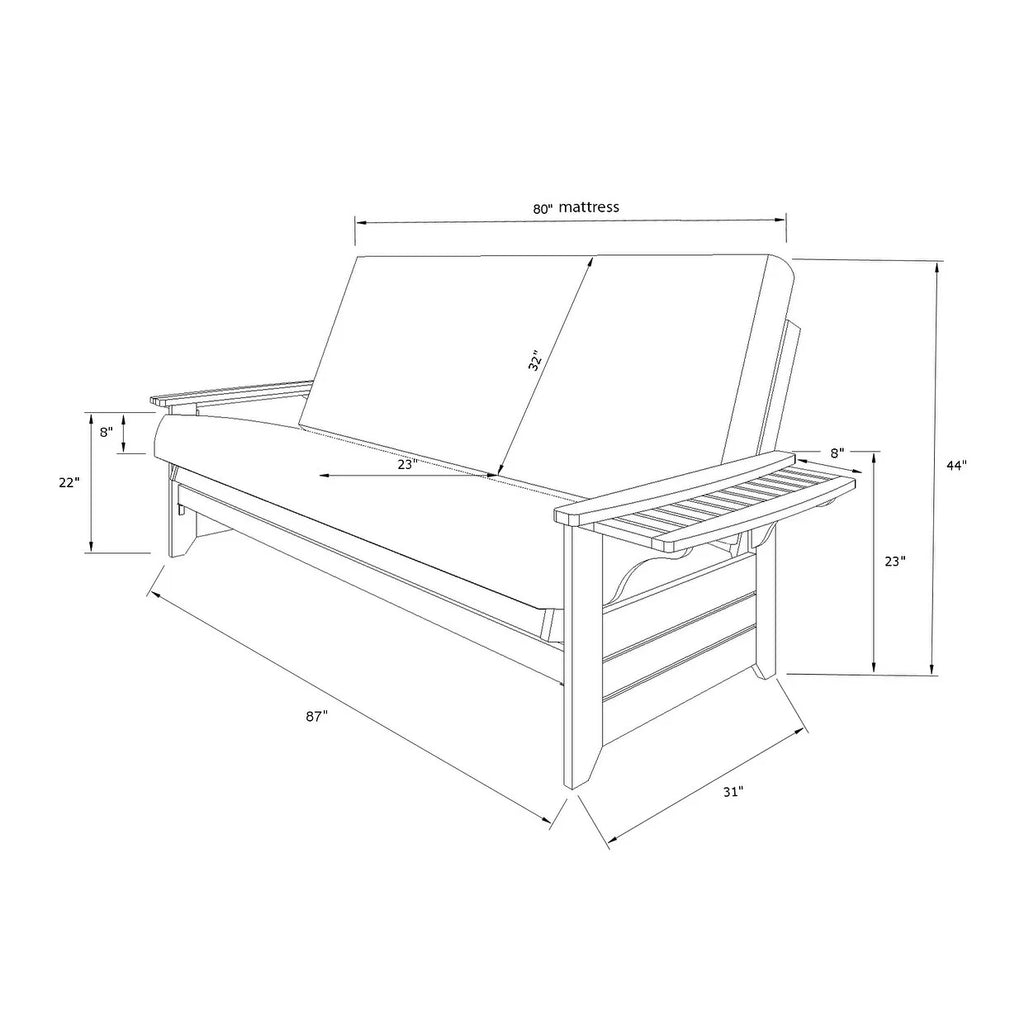 Queen Espresso Wood Storage Futon V2399