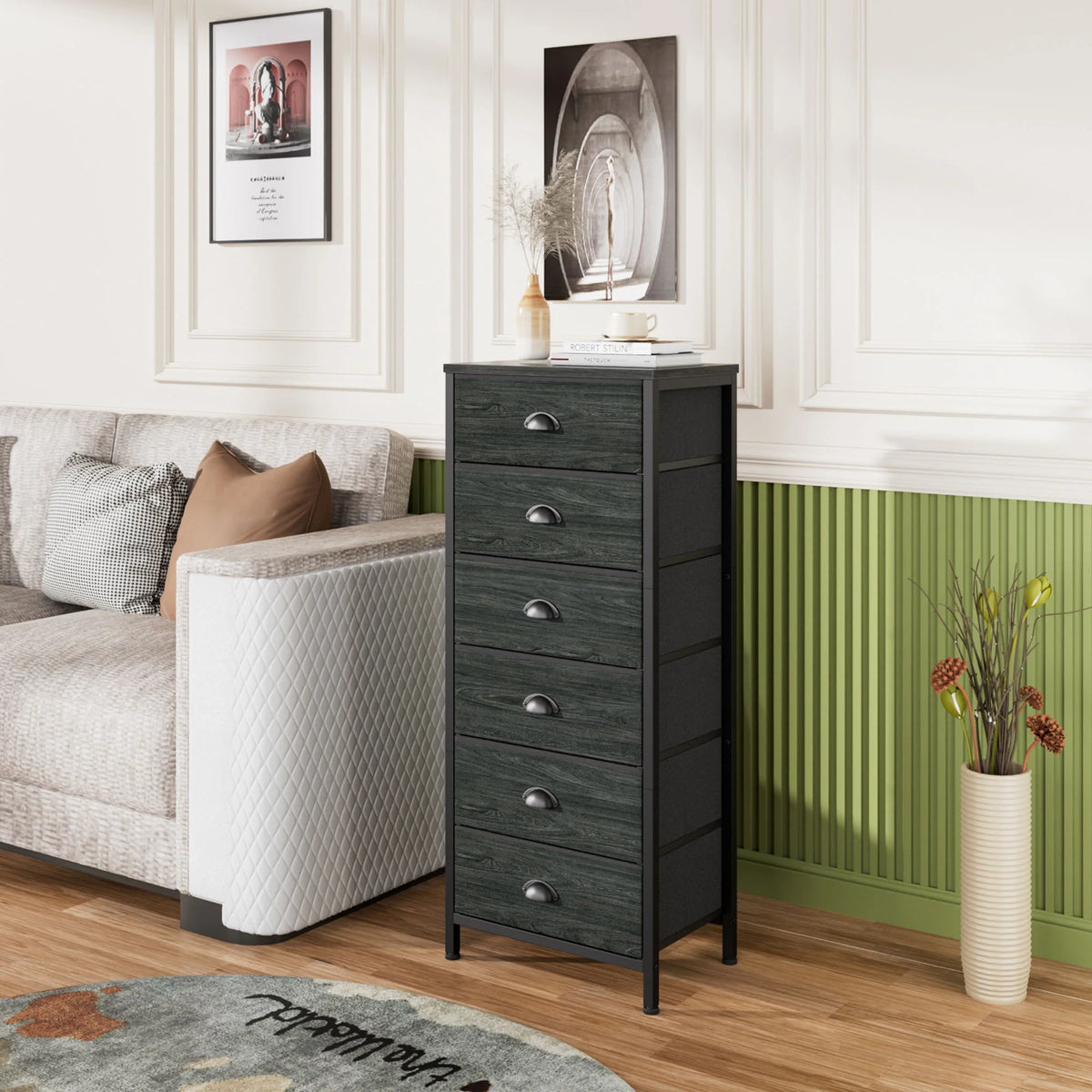5 Drawer Dresser Fabric Bin Storage Organizer Y330