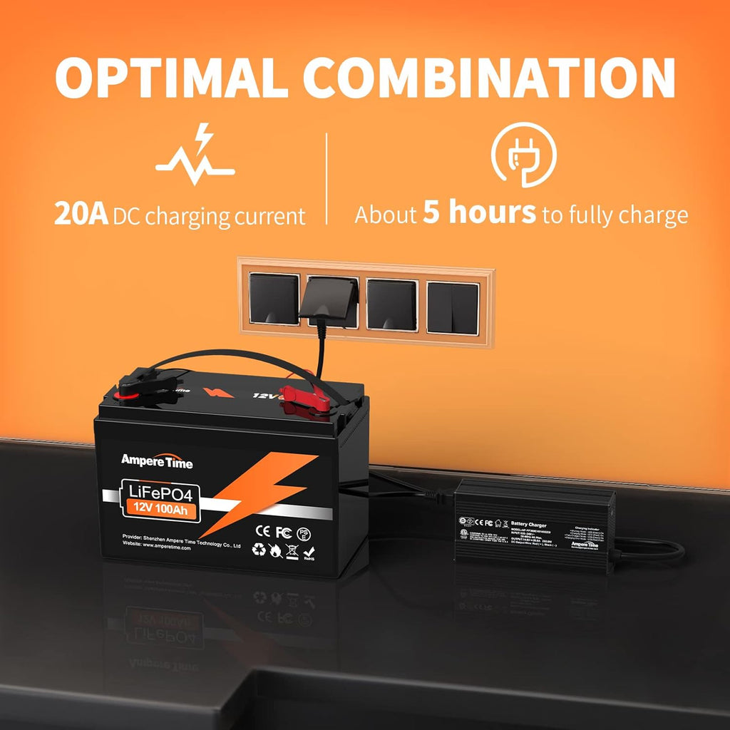 12V 100Ah LiFePO4 Battery with 20A Charger U30960