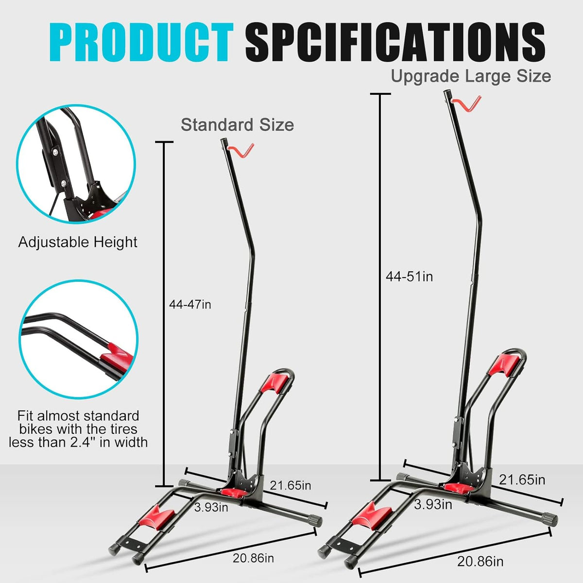 Vertical Bike Floor Stand, Adjustable Upright Rack for 20''-27'' Bike G6561