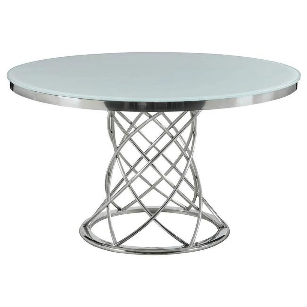 51 in. Round Glass Top Dining Table Q6291