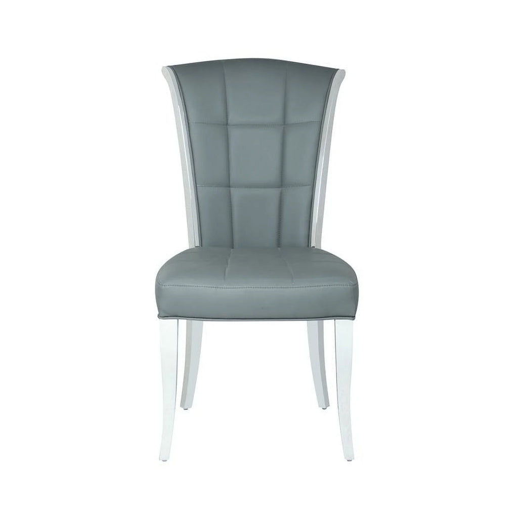 Gray Faux Leather Side Chair Set of 2 D157174
