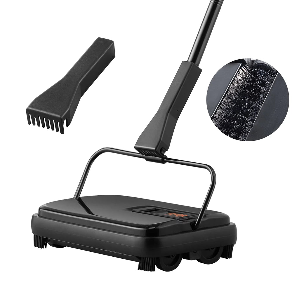 Carpet Sweeper Manual 7.87 in Non Electric Horsehair Black X649