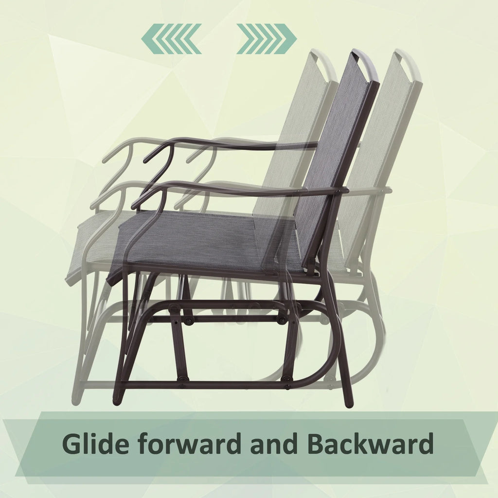 3 Pc Sling Fabric Rocking Glider Chair with Table Set Gray I19708
