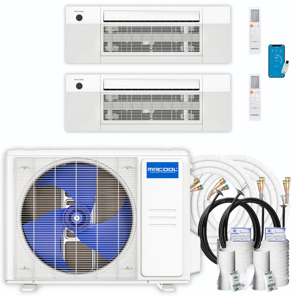 30,000 BTU 2 Zone Ceiling Cassette Ductless Air Conditioner and Heat Pump R135