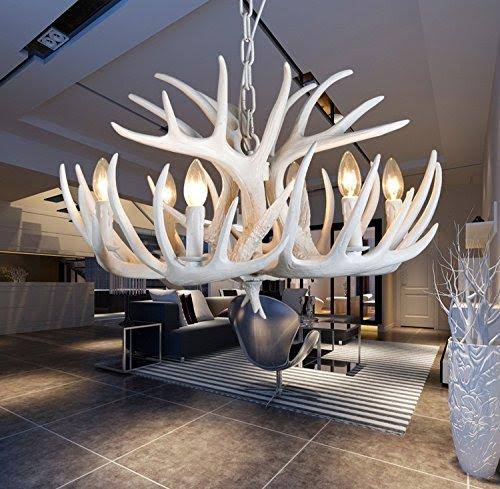 White Resin Deer Antler Chandelier C294250
