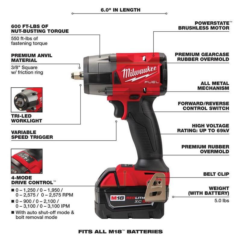 18V Brushless Cordless 3/8 in. Impact Wrench with 5.0 Ah Battery W83223