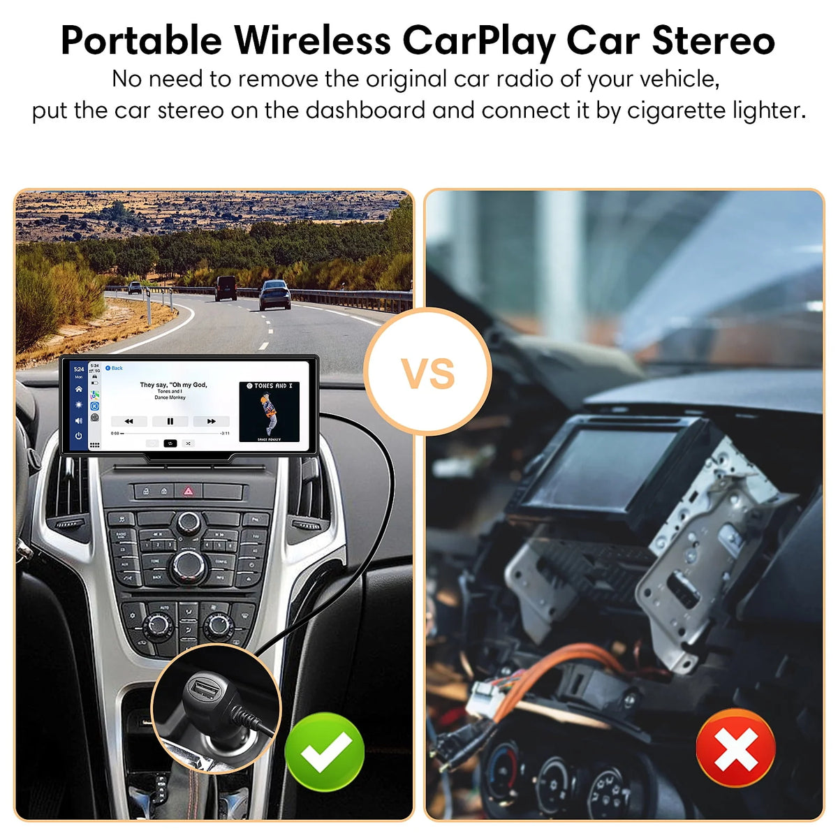 9.3 Portable Car Stereo with 2.5K Dash Cam and Backup Camera U100131