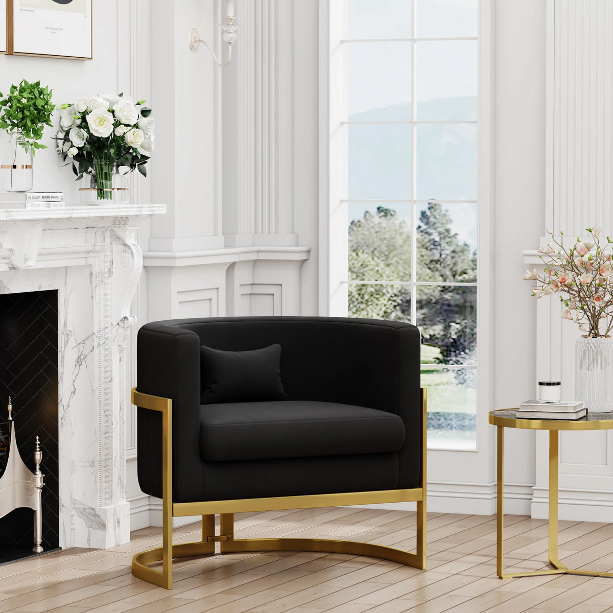 Velvet Barrel Accent Chair U158