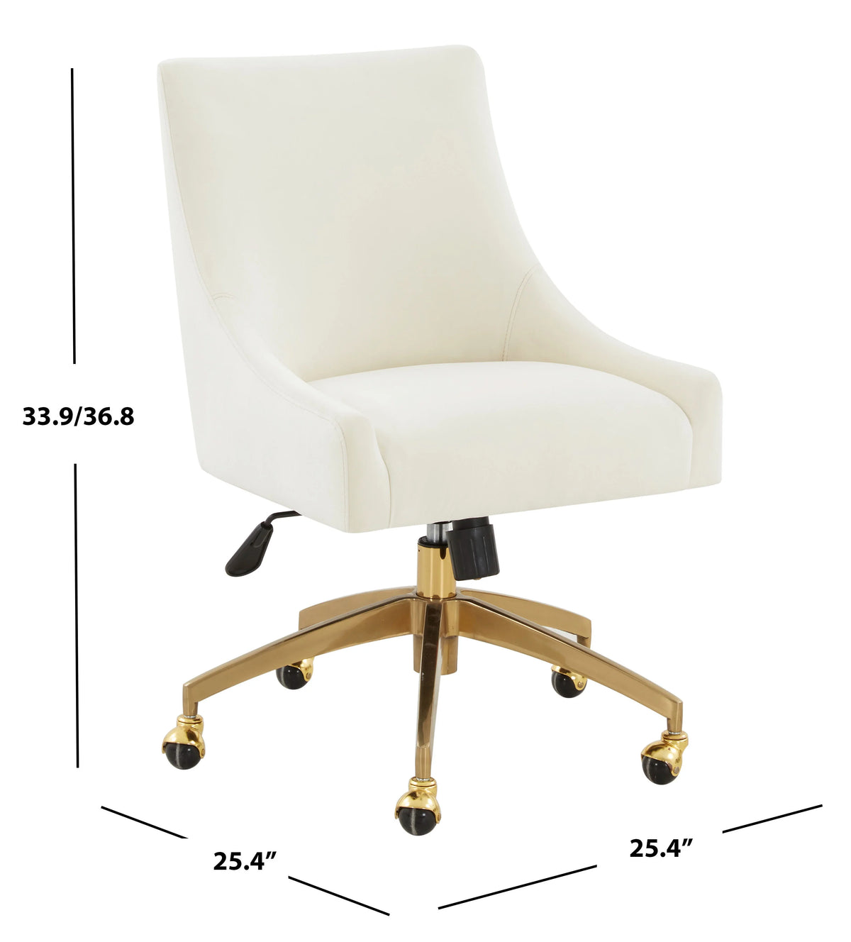 Cream Gold Velvet Adjustable Swivel Desk Chair S835