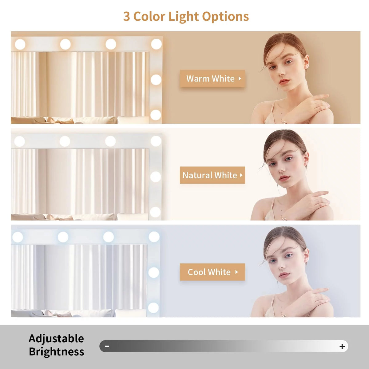 White Makeup Vanity Desk with Mirror and Lights I50317