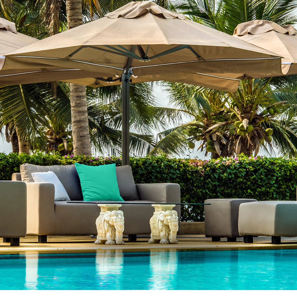Pack of 2 Outdoor Decorative Throw Pillows 18 x 18 inch Solid Aqua Square Pillows L825