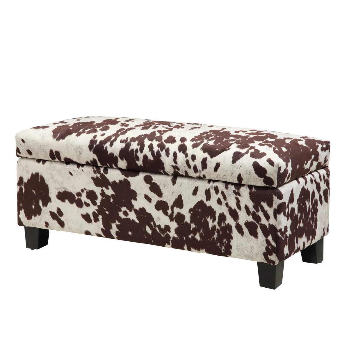 Brown Cow Hide Print Storage Bench L6562