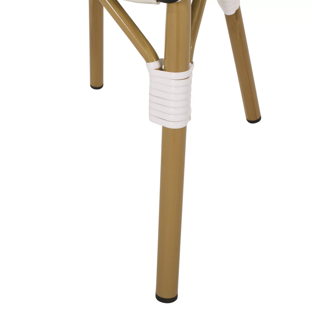Set of 2 Black White Bamboo Finish Bistro Chair L3762