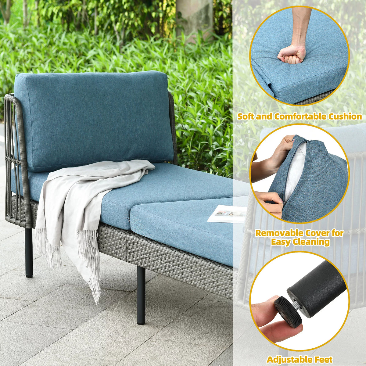 74in Wicker Outdoor Daybed with Cushion Z42883
