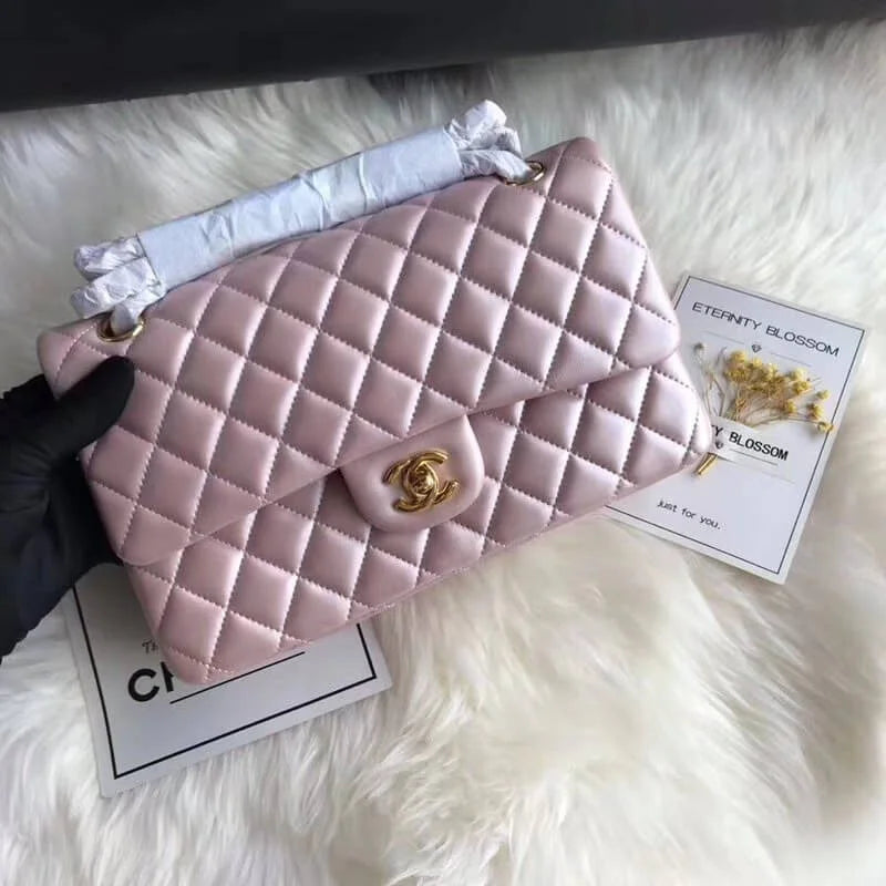 Pink Gold Medium Lambskin Leather Flap Bag S40169