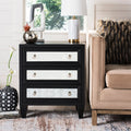 Black 3 Drawer Mirror Chest V382