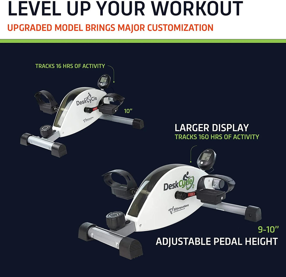 Under Desk Bike Pedal Exerciser with Adjustable Leg W485