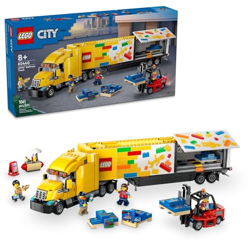 Yellow Delivery Truck Building Toy 3 Minifigures K62649