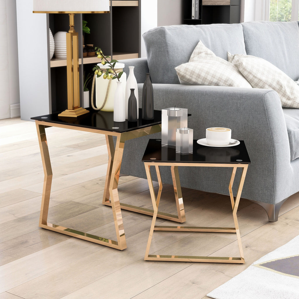 Glass Top 2-Piece Nesting Tables Set X79792