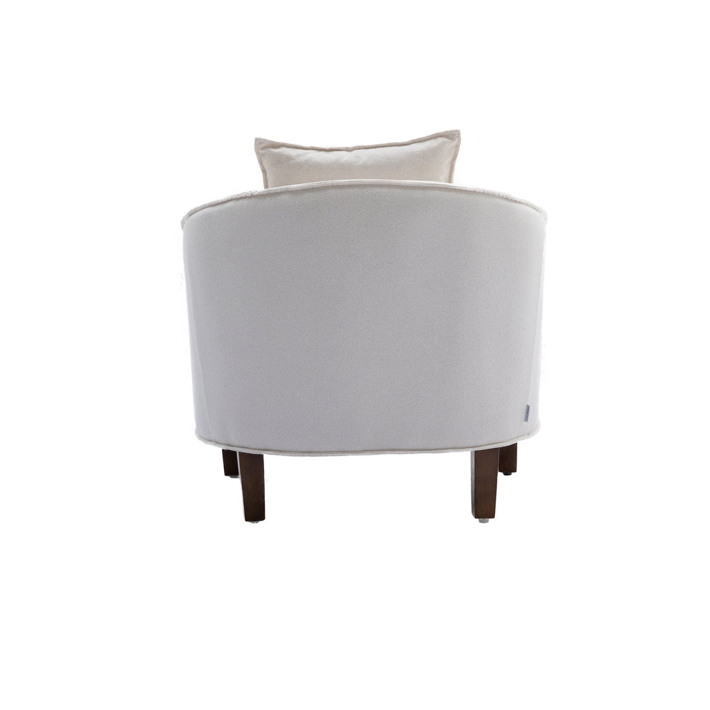 Beige Linen Upholstered Accent Chair with Ottoman L7246