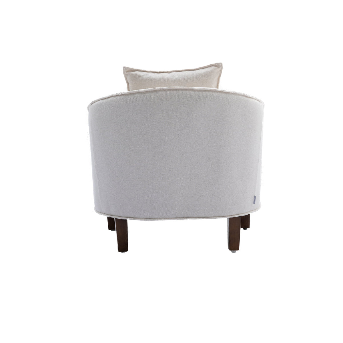 Beige Linen Upholstered Accent Chair with Ottoman L7246
