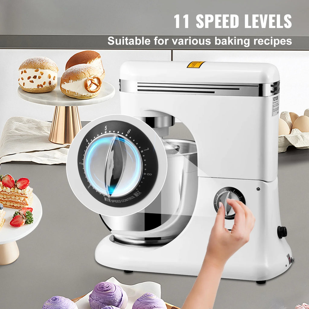 600W 11 Speed Tilt Head Stand Mixer 7.4 Quart Bowl 3 Attachments F188