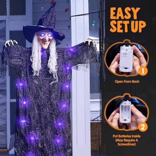 72” Hanging Talking Witch Decor with Light Up Ghost X748298