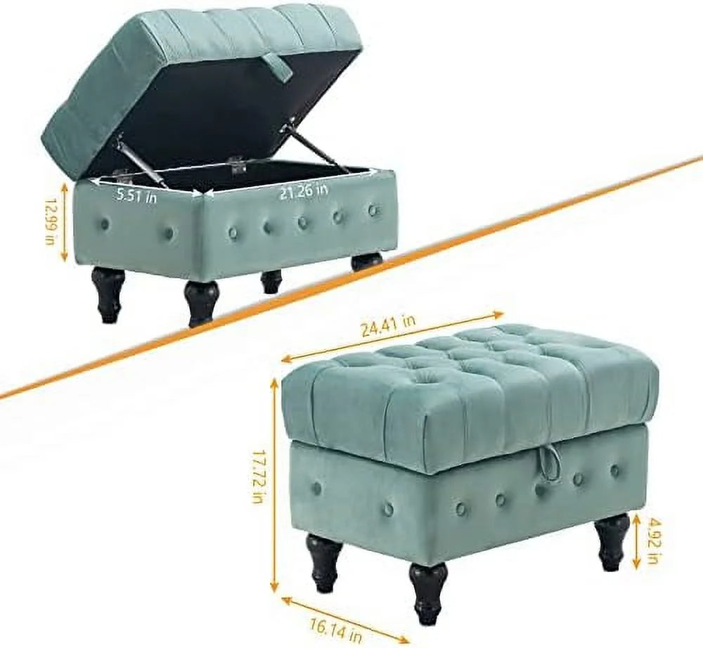 Pink Velvet Tufted Ottoman K639