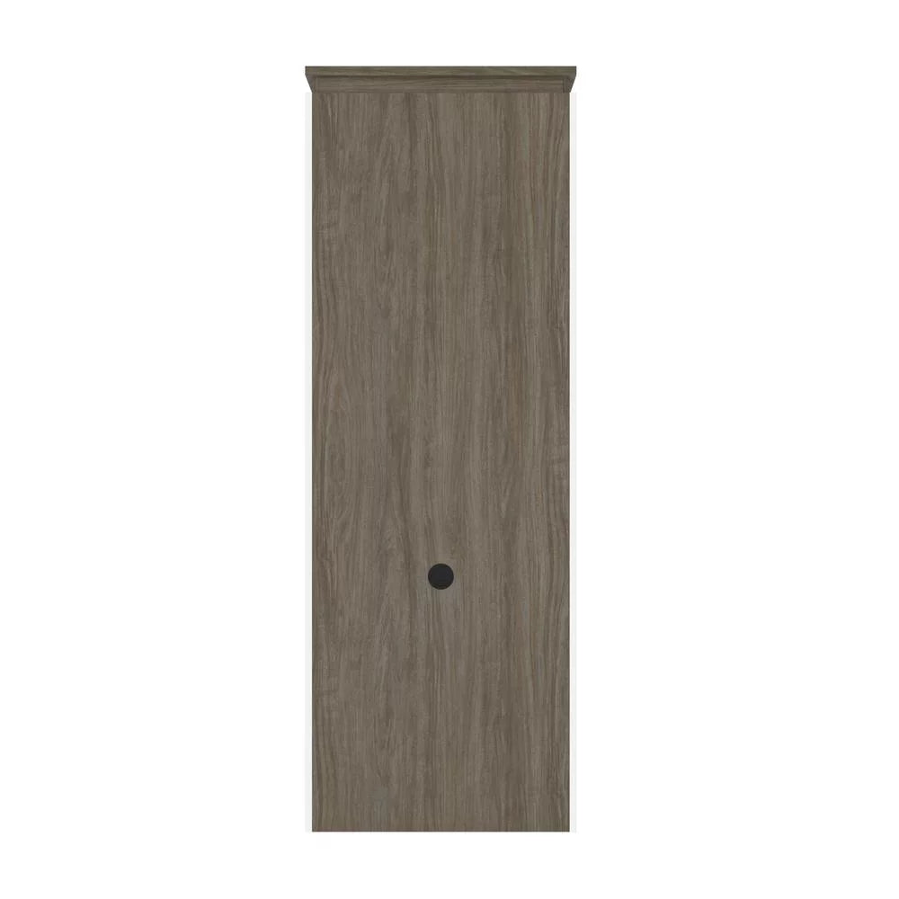 White & Walnut Grey Shelving Unit with Fold-Out Desk U2698
