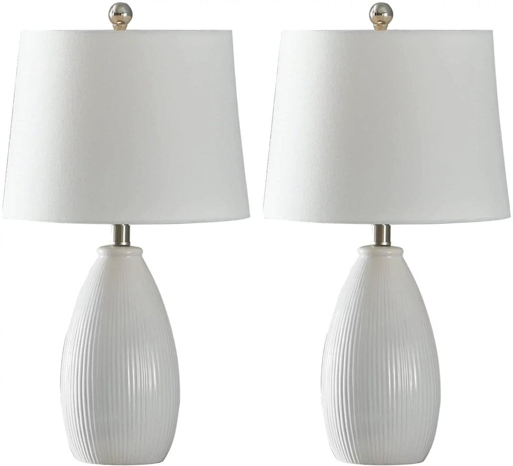 Table Lamps Set of 2 White Ceramic S475