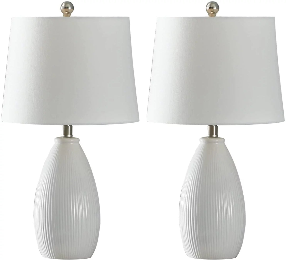 Table Lamps Set of 2 White Ceramic S475