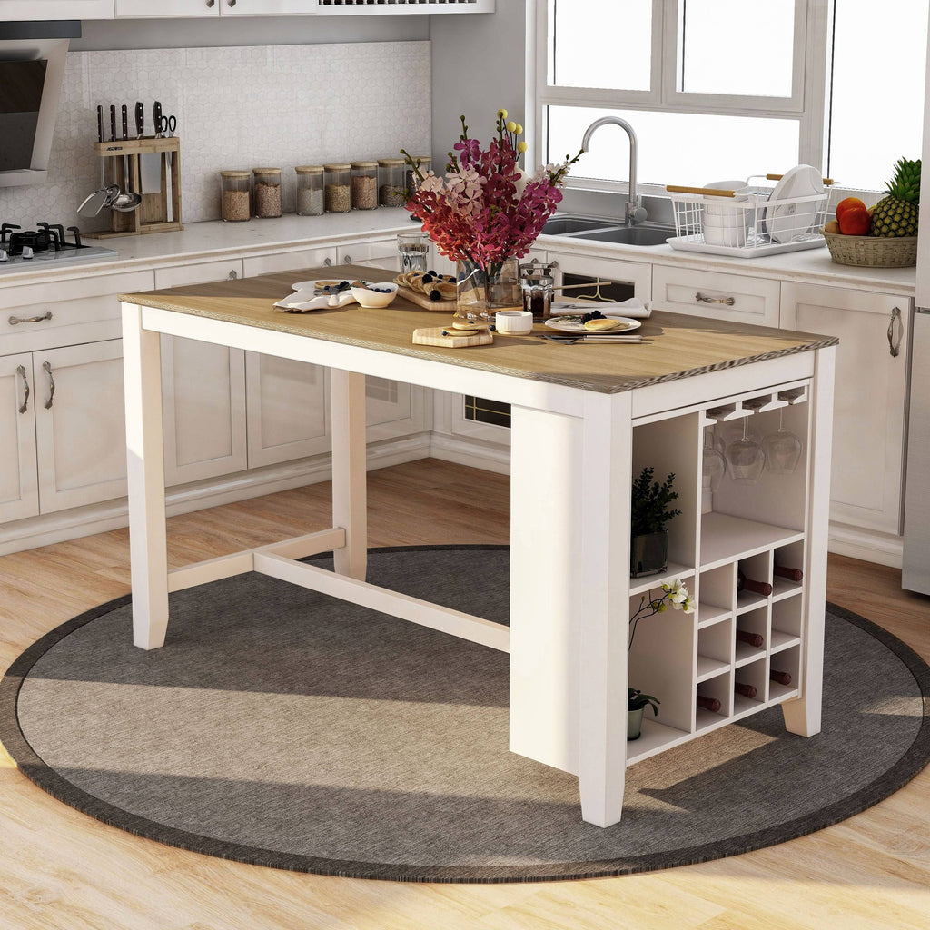 Rustic White 63 inch Kitchen Island F3591