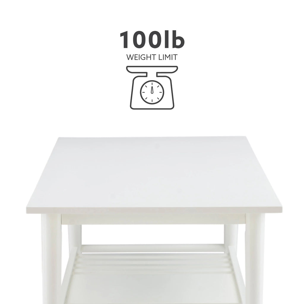 White Mid-Century Coffee Table with Shelf K196157