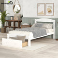 White Twin Solid Wood Bed Frame with Storage Drawer H5684