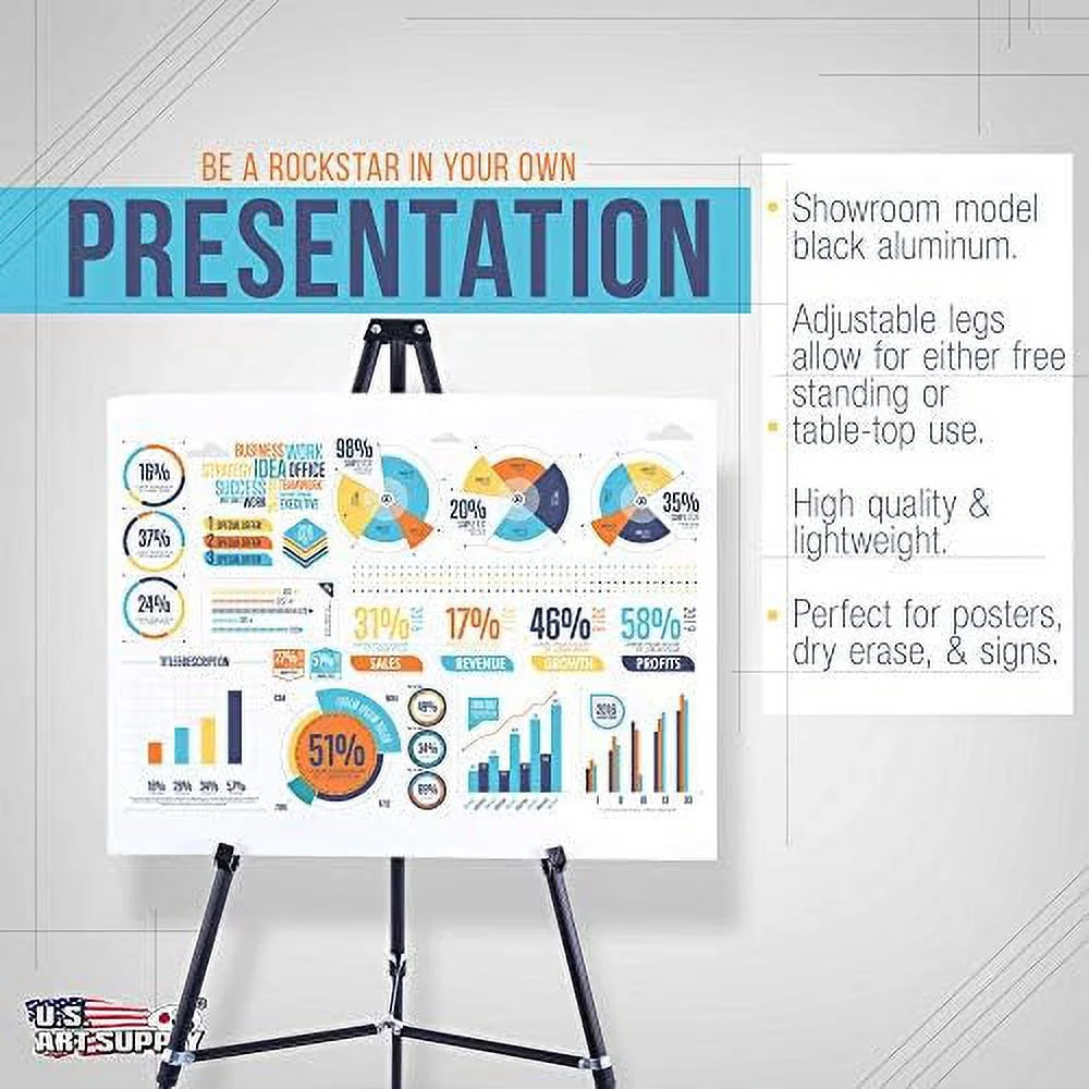 Black Aluminum Adjustable Tripod Display Easel Y49288