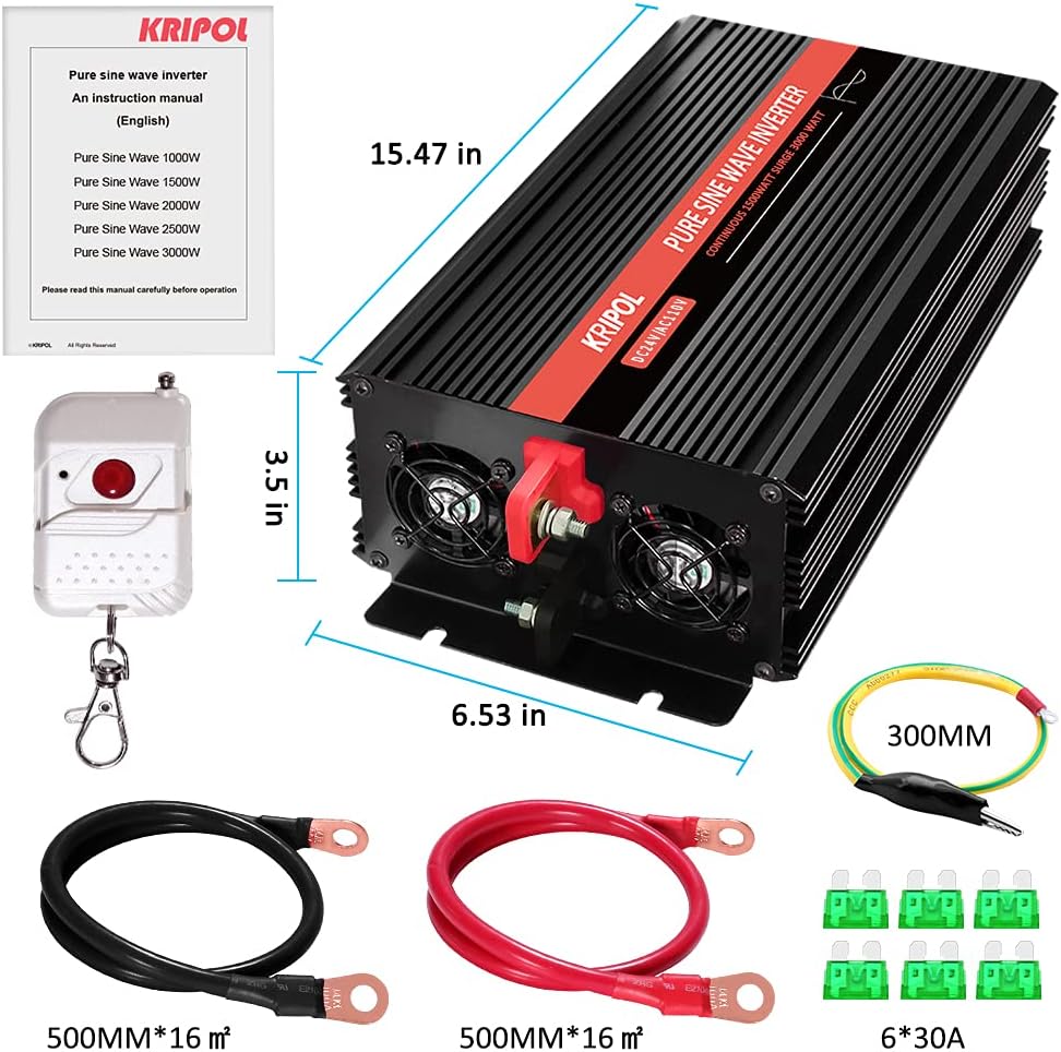 2000 Watt Pure Sine Wave Inverter 12V DC to 110v/120v AC M9248