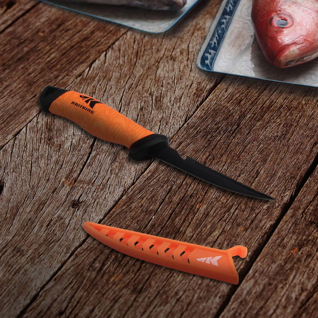 Fillet Knife and Bait Knife, Stainless-Steel Blade, Non-Slip Handles with Sheath L4669