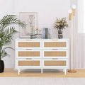 White 6 Drawer Rattan Wood Dresser O9825