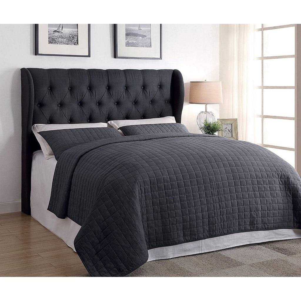 King Size Charcoal Fabric Wingback Headboard W153188