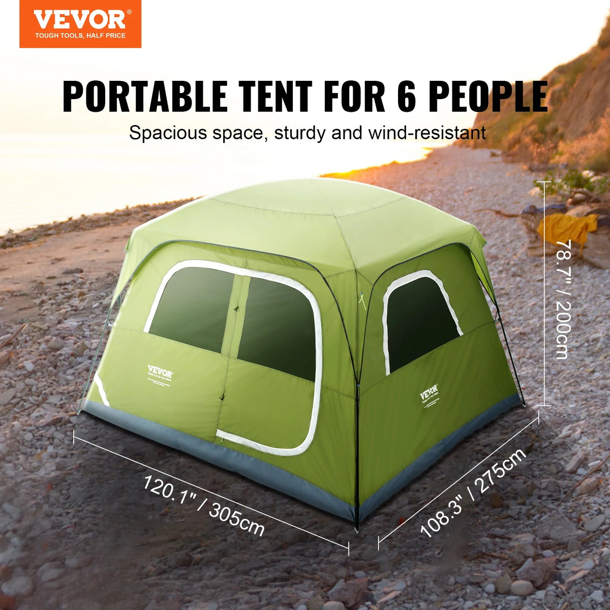 10 x 9 x 6.5 ft 6 Person Waterproof Dome Tent B754114