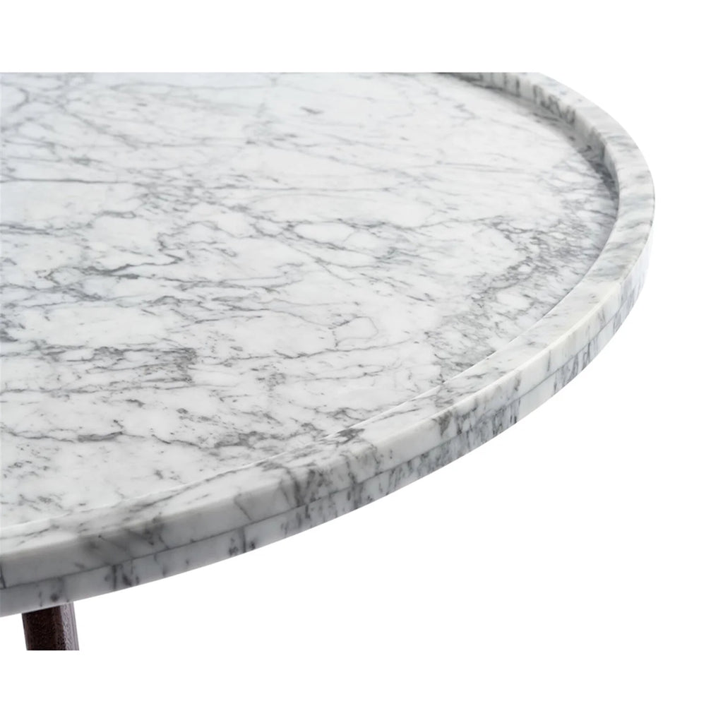 Round White Marble Coffee Table with Walnut Legs P795839
