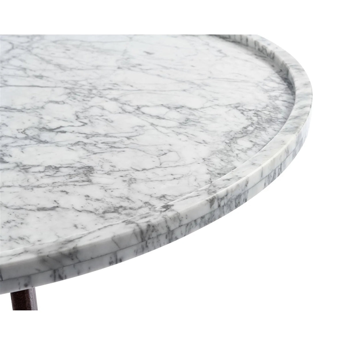 Round White Marble Coffee Table with Walnut Legs P795839