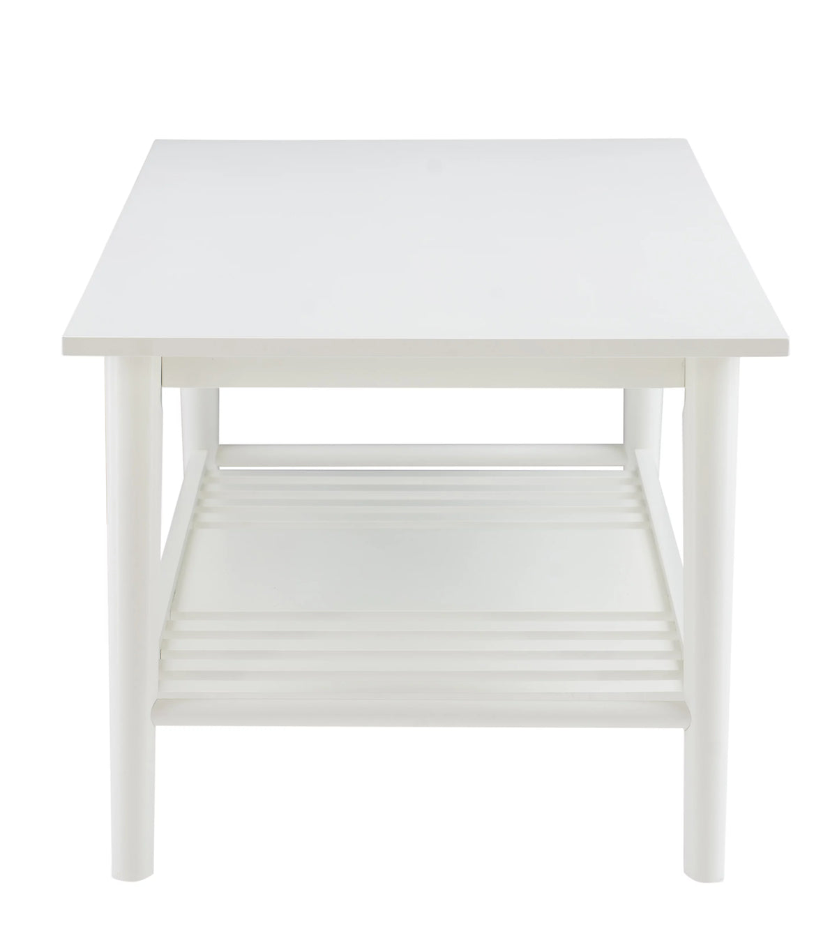 White Mid-Century Coffee Table with Shelf K196157