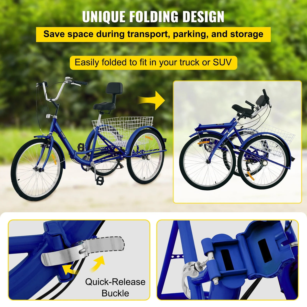 Foldable 7-Speed Tricycle with Basket N125