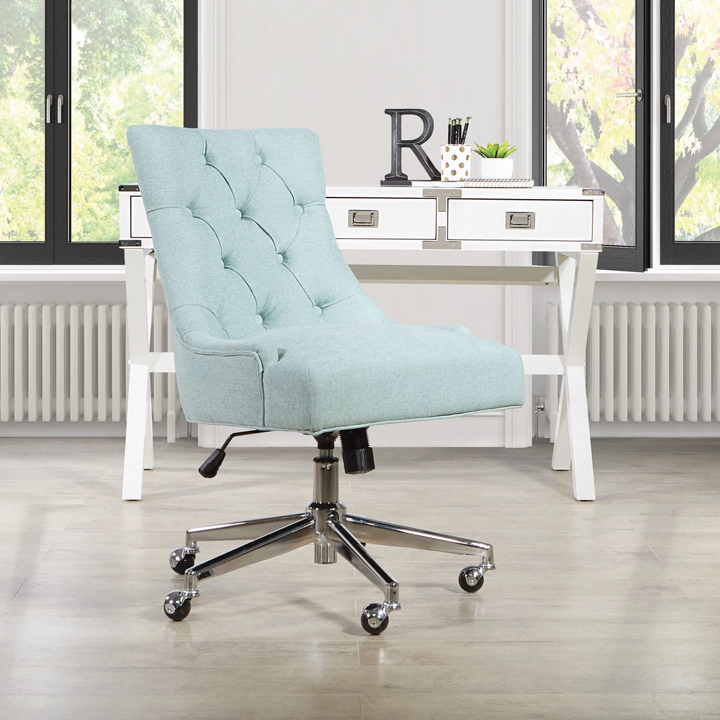 Mint Blue Fabric Office Chair with Chrome Base A609