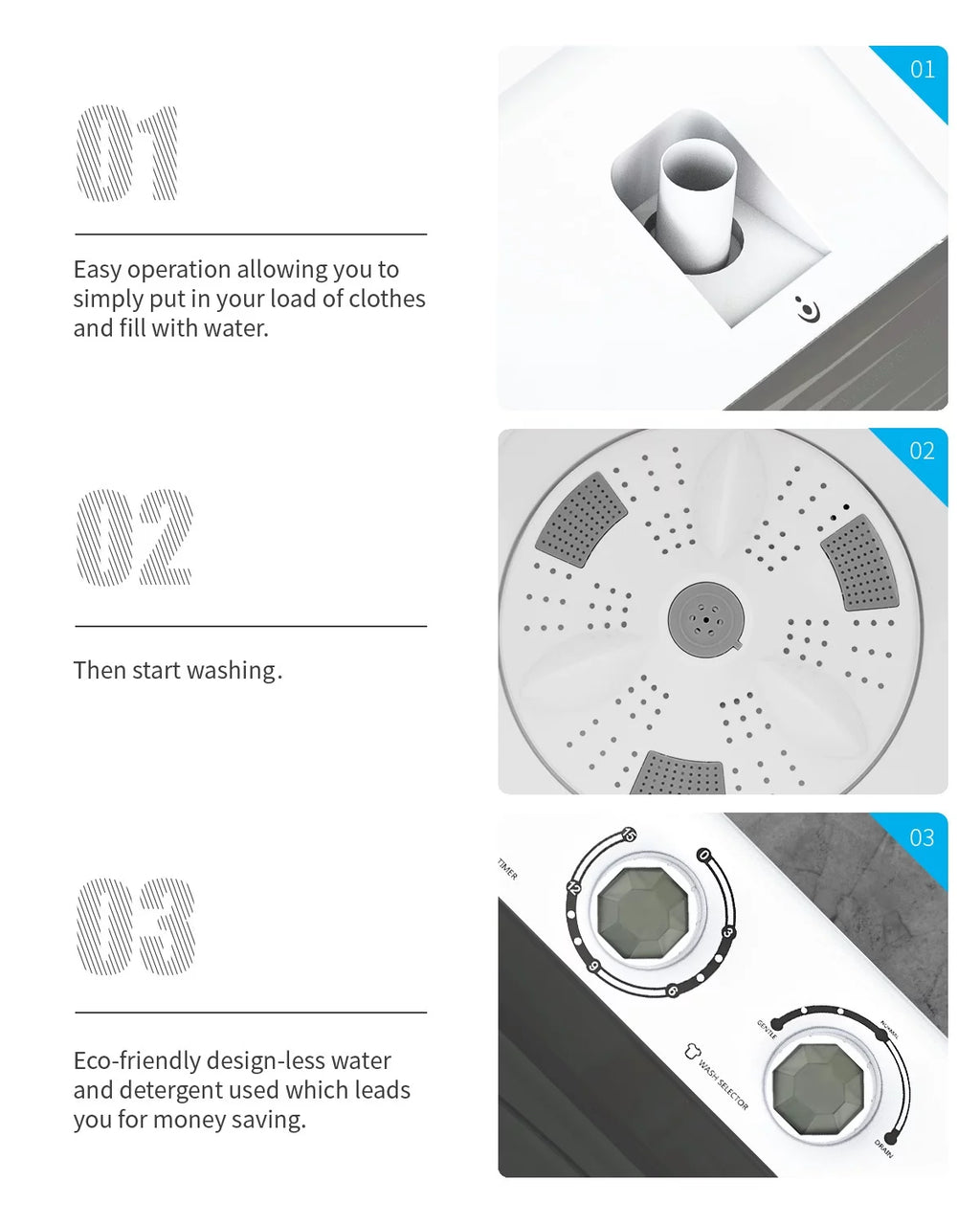 Portable 26lbs Twin Tub Compact Semi-automatic Washing Machine F3008