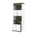 White & Walnut Grey Shelving Unit with Fold-Out Desk U2698